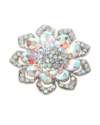 Medium Crystal Flower Brooch