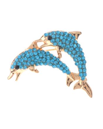 Crystal Dolphin Brooch