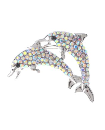 Crystal Dolphin Brooch