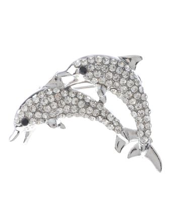 Crystal Dolphin Brooch