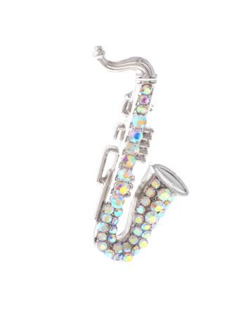 Crystal "Saxophone" Brooch