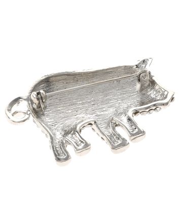 Crystal Pig Brooch