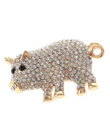Crystal Pig Brooch