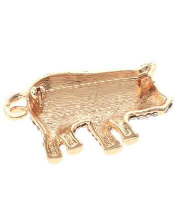Crystal Pig Brooch