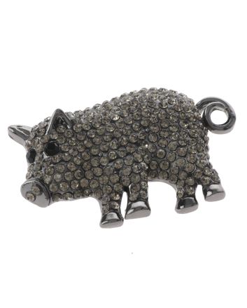 Crystal Pig Brooch