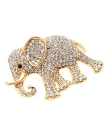 Large Crystal Elephant Brooch