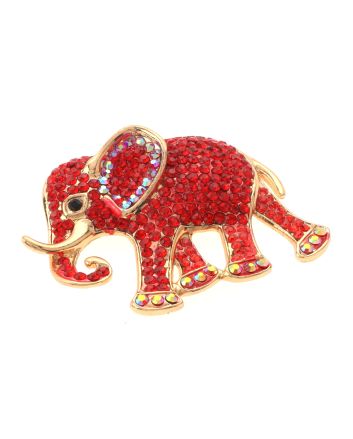 Large Crystal Elephant Brooch