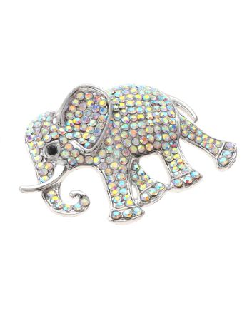 Large Crystal Elephant Brooch