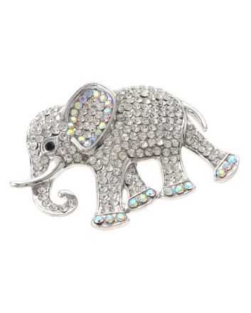 Large Crystal Elephant Brooch