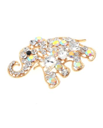 Crystal Elephant Brooch