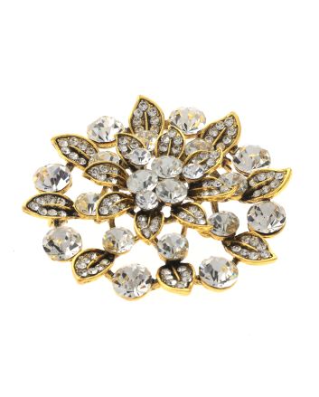Large Crystal Flower Brooch