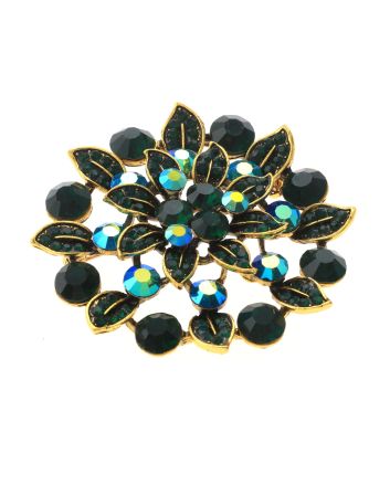 Large Crystal Flower Brooch