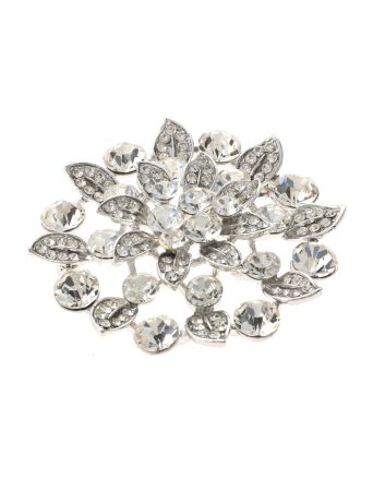 Large Crystal Flower Brooch