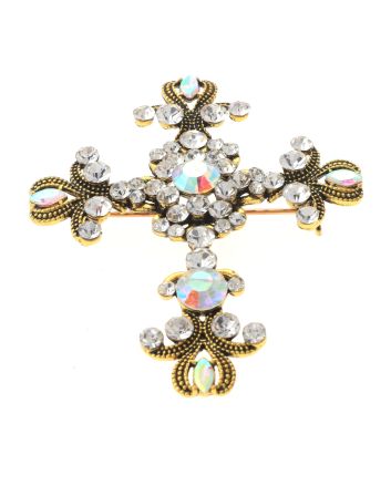 Crystal Cross Brooch