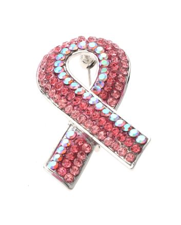 Crystal Pink Ribbon Brooch