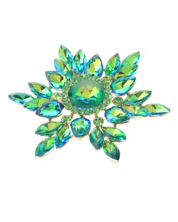 Large Crystal Flower Brooch