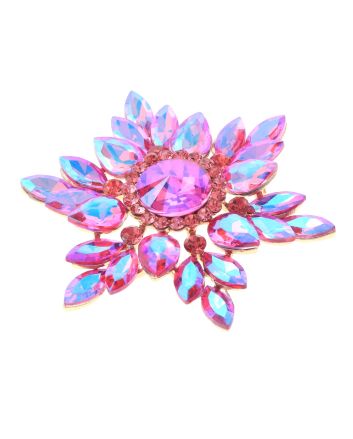 Large Crystal Flower Brooch