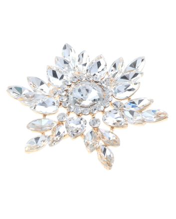 Large Crystal Flower Brooch