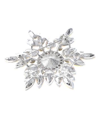 Large Crystal Flower Brooch
