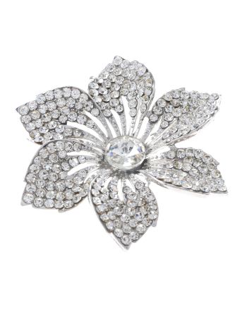 Crystal Rhinestone Flower Brooch