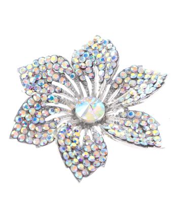 Crystal Rhinestone Flower Brooch