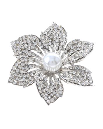 Crystal Rhinestone Flower Brooch