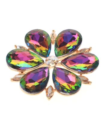 Large Crystal Flower Brooch