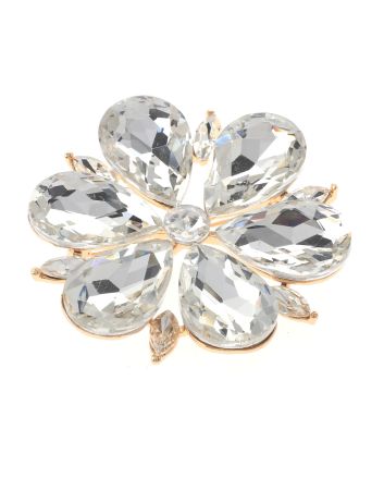 Large Crystal Flower Brooch