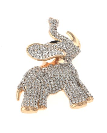 Large Crystal Elephant Brooch