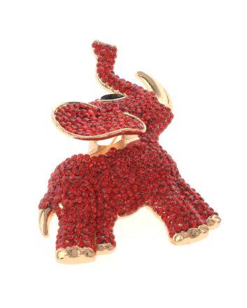 Large Crystal Elephant Brooch