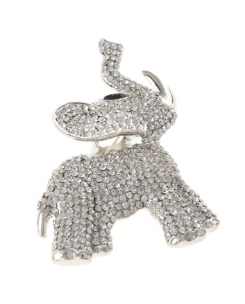 Large Crystal Elephant Brooch