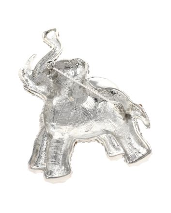 Large Crystal Elephant Brooch