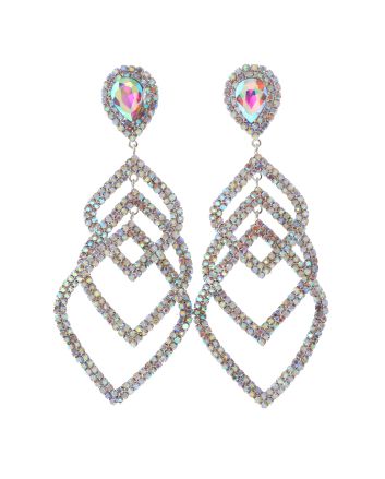 Large Crystal Chain Post Earrings