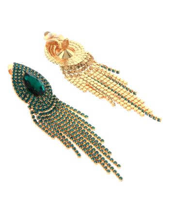 Rhinestone Clip On Chain Earrings