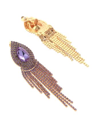 Rhinestone Clip On Chain Earrings