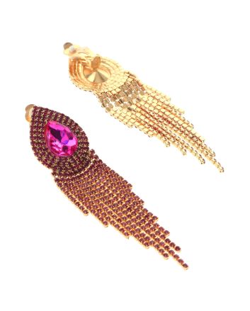 Rhinestone Clip On Chain Earrings