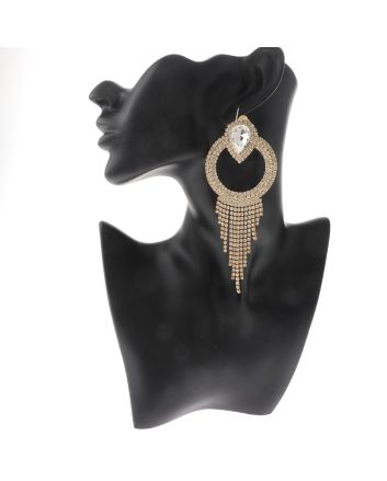 Crystal Chain Tassel Clip-On Earrings