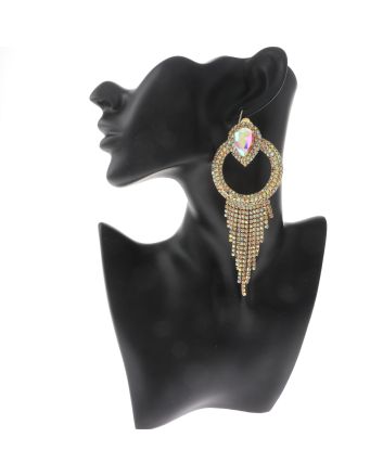 Crystal Chain Tassel Clip-On Earrings