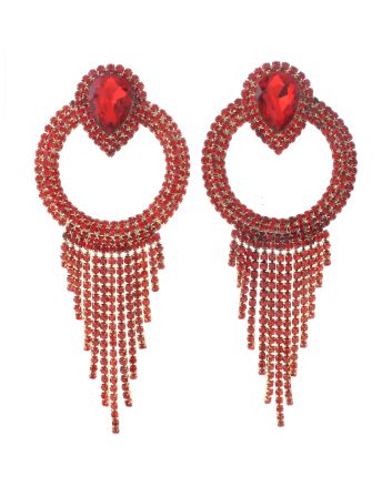 Crystal Chain Tassel Clip-On Earrings