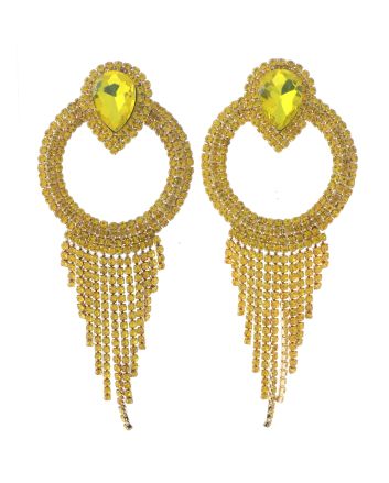 Crystal Chain Tassel Clip-On Earrings