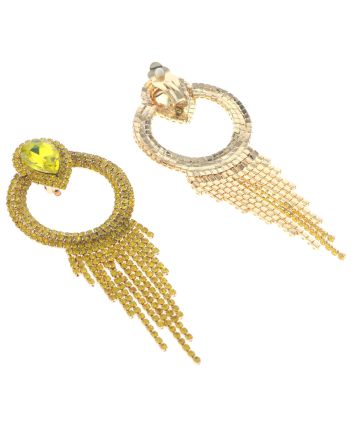 Crystal Chain Tassel Clip-On Earrings
