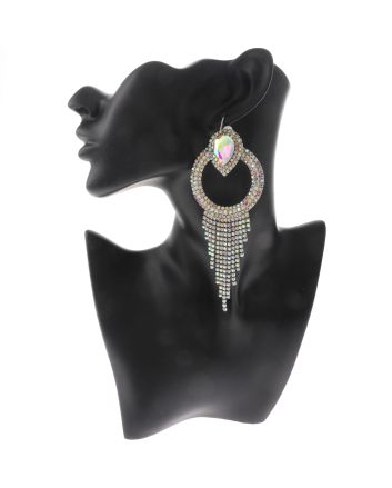 Crystal Chain Tassel Clip-On Earrings