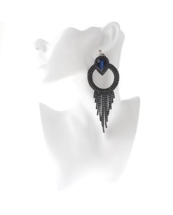 Crystal Chain Tassel Clip-On Earrings