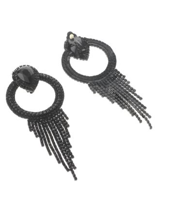 Crystal Chain Tassel Clip-On Earrings