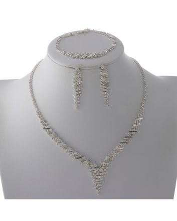 Rhinestone Necklace Bracelet Set 