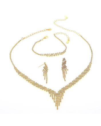 Rhinestone Necklace Bracelet Set 