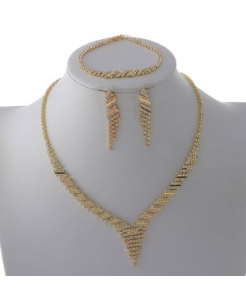 Rhinestone Necklace Bracelet Set 