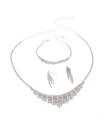 Rhinestone Necklace Bracelet Set 