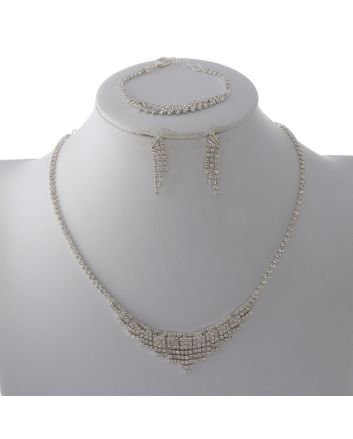 Rhinestone Necklace Bracelet Set 