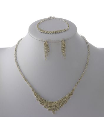 Rhinestone Necklace Bracelet Set 